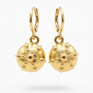 Aretes Arracadas con Dije de Pan de Muerto en Chapa de Oro de 14k