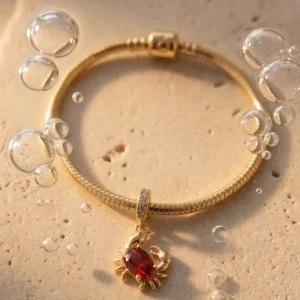 Charm Colgante de Cangrejo con Gema Roja - Joyería y Accesorios