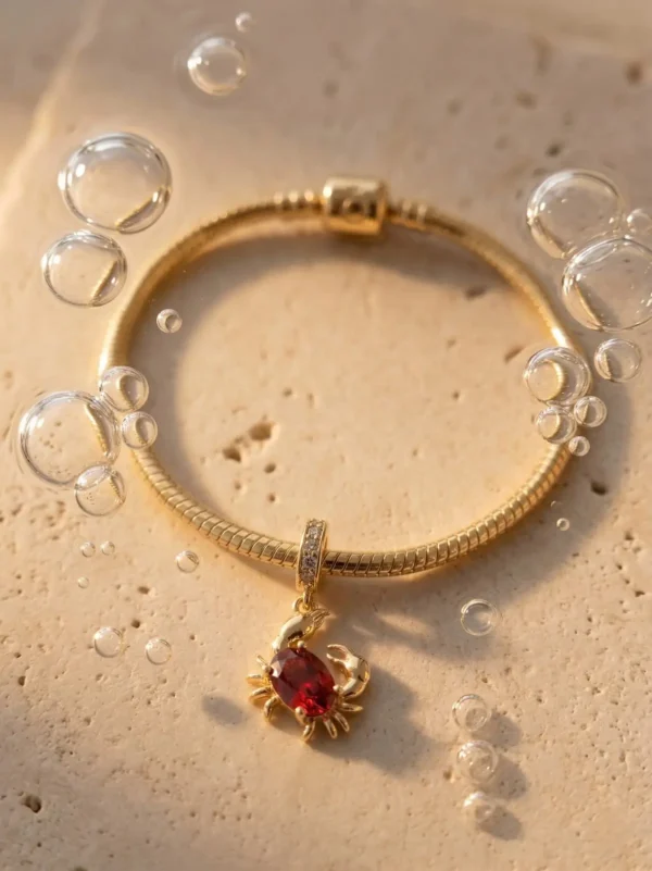 Charm Colgante de Cangrejo con Gema Roja - Joyería y Accesorios