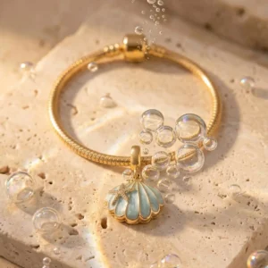 Charm Colgante de Concha Azul con Estrella de Mar - Joyería y Accesorios