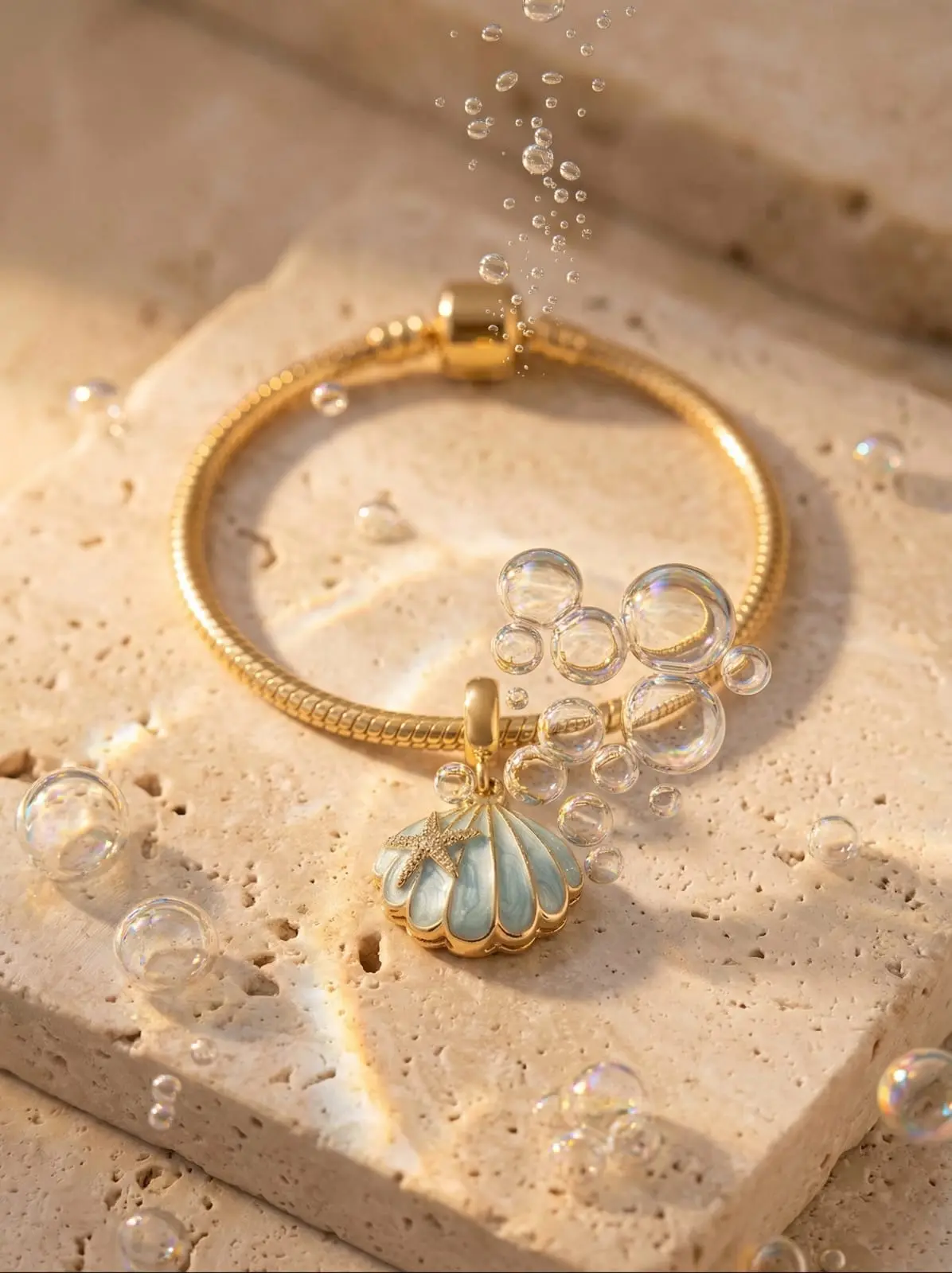 Charm Colgante de Concha Azul con Estrella de Mar - Joyería y Accesorios