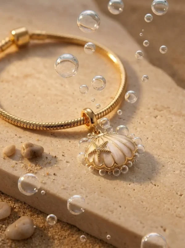 Charm Colgante de Concha Marina con Estrella - Joyería y Accesorios