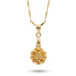 Collar Flor de Cempasúchil en Chapa de Oro de 14k - Joyería Bellota