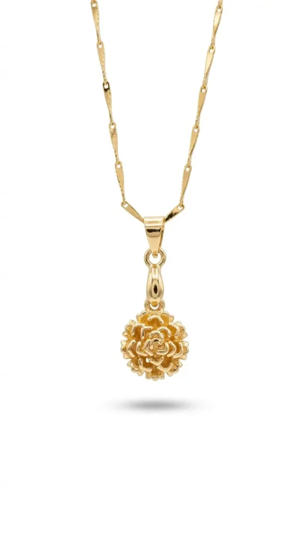 Collar Flor de Cempasúchil en Chapa de Oro de 14k - Joyería Bellota