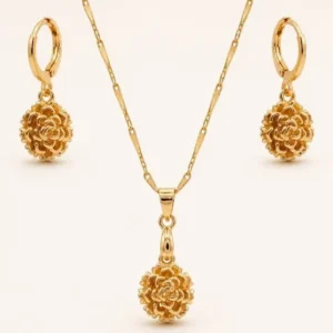 Set de Collar y Aretes de Flor de Cempasúchil - Día de Muertos