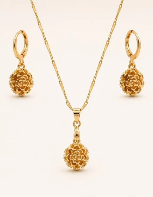 Set de Collar y Aretes de Flor de Cempasúchil - Día de Muertos