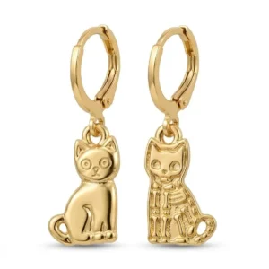 Arracadas de Gatito: Vida y Muerte en Chapa de Oro 14k