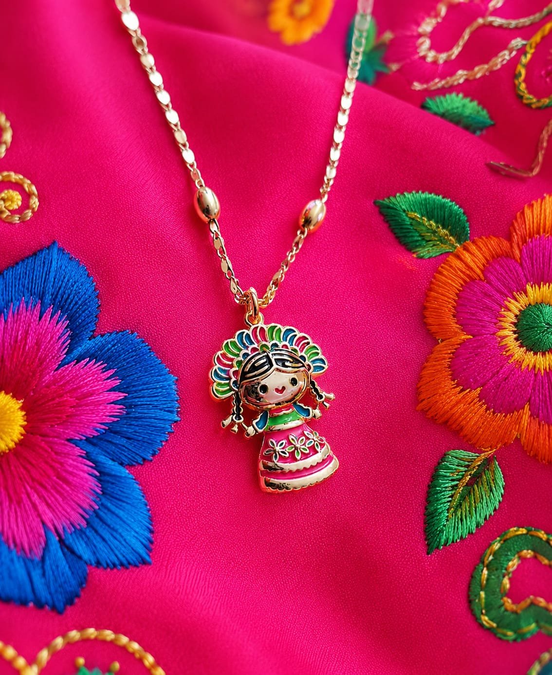 Collar de Muñequita Lele Tradicional - Colección de Joyería Viva México - Imagen 2
