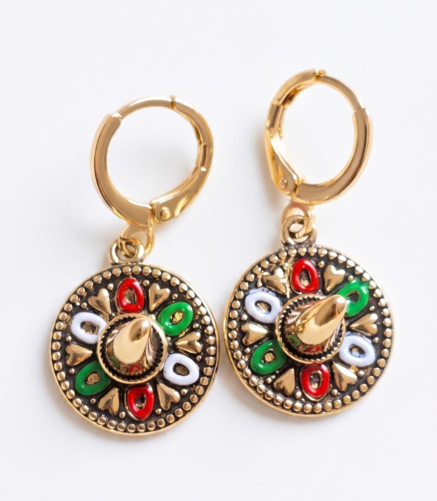 Aretes de Sombrero Charro Tricolor - Colección de Joyería Viva México